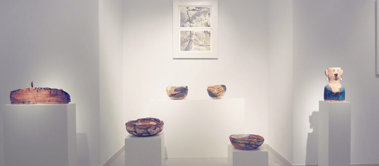 09 AK Art Gallery Eleni Kolaitou painting several sculptures 768x338